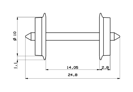 Roco H0 40178 / 85639 AC Wechselstrom-Radsatz 10 mm für T3000e (1 Stück) 