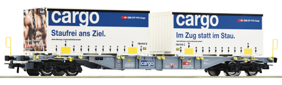 Roco H0 6600028 Containertragwagen Bauart Sgnss der SBB CARGO 