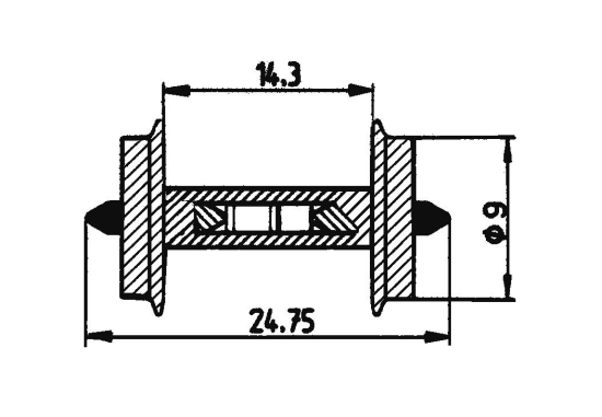 Roco H0 40187-S DC Widerstands-Radsatz 9 mm für Besetztmeldung (10 Stück) 
