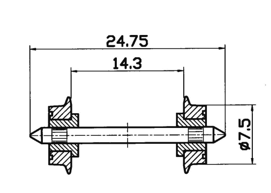 Roco H0 40189-S DC NEM-Norm-Radsatz beidseitig isoliert 7,5 mm (10 Stück) 