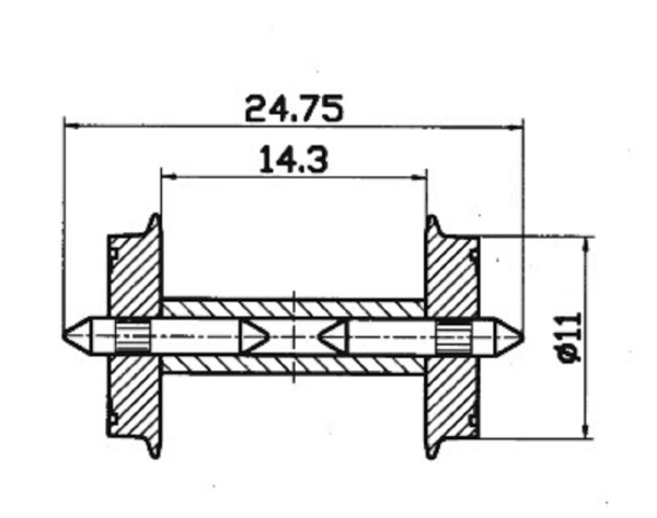 Roco H0 40192-S/90246 DC Norm-Radsatz mit geteilter Achse 11 mm (10 Stück) 